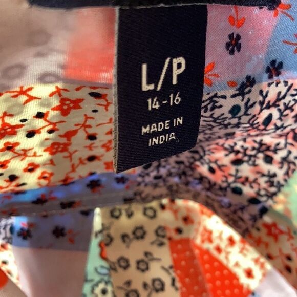 Land’s End Plus Size Dress patchwork long sleeve button down belted pockets LP - Picture 12 of 14